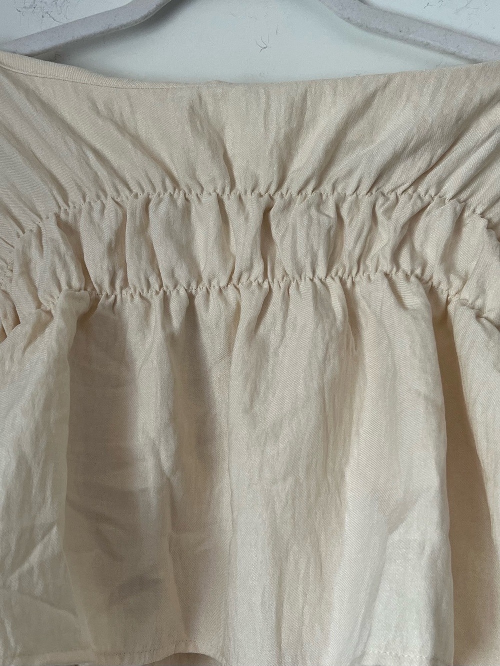 Musera Statement Cream Ruched Crop Blouse NEW Boho Chic Modern Romantic - Picture 10 of 11
